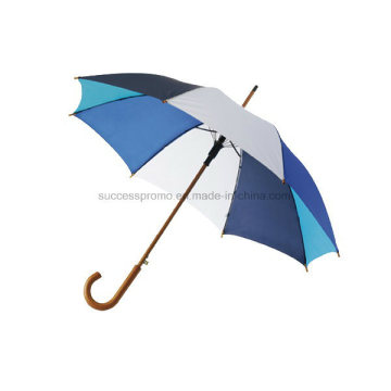 Classic 190t Polyester Fabric Umbrella with Wooden Shaft